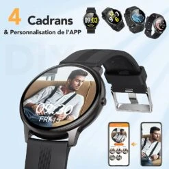 Montre Connectée Homme Cadran Rond -Monde Electronique AGPTEK Montre connectee homme 4 cadrans