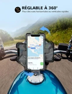 Accroche Téléphone Moto Acier Inoxydable -Monde Electronique Accroche Telephone Moto Acier Inoxydable reglable a 360 degres