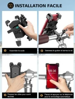 Accroche Téléphone Moto Acier Inoxydable -Monde Electronique Accroche Telephone Moto Acier Inoxydable se monte et se demonte rapidement