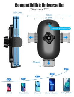 Support De Téléphone Portable Pour Voiture à Crochet -Monde Electronique Accroche telephone voiture Glangeh compatibilite large