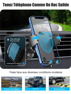 Support De Téléphone Portable Pour Voiture à Crochet -Monde Electronique Accroche telephone voiture Glangeh ultra stable