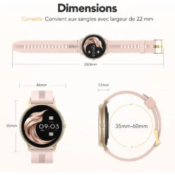 Montre Connectée Sport Femme Fitness -Monde Electronique Agptek montre connectee Femme dimensions