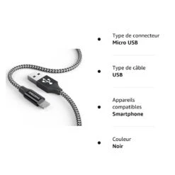 Android Auto Câble Micro-USB Rapide -Monde Electronique Android Auto Cable Micro USB Rapide caracteristiques