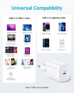 Chargeur 30 Watts USB Type-C -Monde Electronique Anker Chargeur 30W Usb C compatibilite universelle