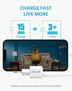 Adaptateur Chargeur Universel Téléphone -Monde Electronique Anker Nano Chargeur Rapide 15 minutes de charge pour 3 heures de videos