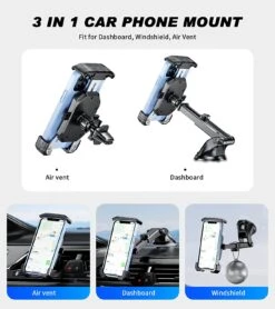 Support Téléphone Voiture Serrage Automatique -Monde Electronique Attache telephone voiture Kewig 3 en 1