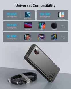 Batterie Externe Baseus 65W 20000 MAh -Monde Electronique Baseus 65W 20000mah compatibilite universelle