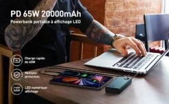 Batterie Externe Baseus 65W 20000 MAh -Monde Electronique Baseus 65W 20000mah ordinateur portable