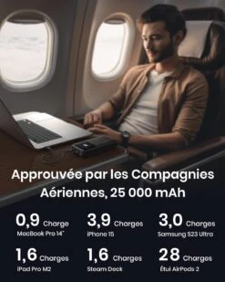 Batterie Externe 100W 25000mAh -Monde Electronique Batterie Externe 100W nombre de charge