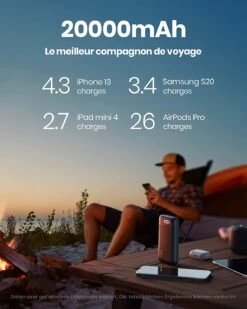Batterie Portable Rapide De 20000mAh -Monde Electronique Batterie Externe 20000mAh USB C grande capacite