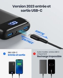 Batterie Portable Rapide De 20000mAh -Monde Electronique Batterie Externe 20000mAh USB C sortie