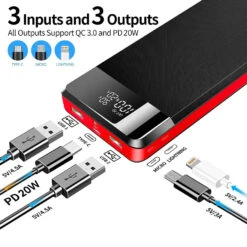 Batterie Externe 25 Watts -Monde Electronique Batterie Externe 25W 3 entrees et 3 sorties