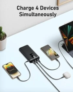 Batterie Portable Baseus 30000 MAh -Monde Electronique Batterie Externe 30000mAh Charge Rapide 4 appareils en meme temps