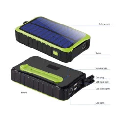 Batterie Solaire Avec Manivelle -Monde Electronique Batterie Externe CXYP Solaire 12000mAh ports USB