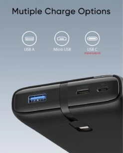 Batterie Externe Câble USB-C Intégré -Monde Electronique Batterie Externe Cable USB C integre ports usb