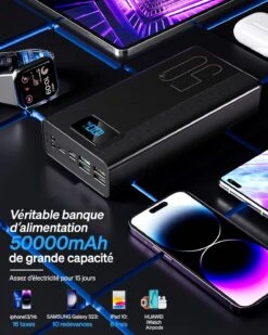 Batterie Externe Forte Capacité -Monde Electronique Batterie Externe Forte Capacite veritable 50000mah