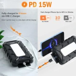 Batterie Portable Solaire USB-C -Monde Electronique Batterie Externe Outdoor PD 15W