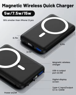 Batterie Externe Portable à Induction -Monde Electronique Batterie Externe Portable Sans Fil magnetique