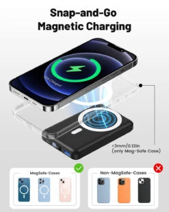 Batterie Externe Portable à Induction -Monde Electronique Batterie Externe Portable Sans Fil snap and go