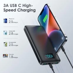 Batterie Portable USB Type-C -Monde Electronique Batterie Externe Puissante Pas Cher 3a