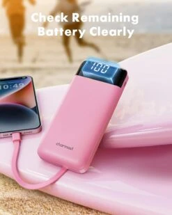 Batterie Externe Rose 10000 MAh USB-C -Monde Electronique Batterie Externe Rose 10000 mAh USB C ecran