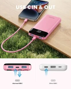 Batterie Externe Rose 10000 MAh USB-C -Monde Electronique Batterie Externe Rose 10000 mAh USB C rapide
