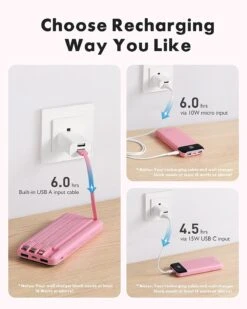 Batterie Externe Rose 10000 MAh USB-C -Monde Electronique Batterie Externe Rose 10000 mAh USB Type C