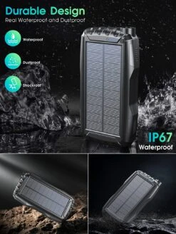Power Bank Solaire Camping -Monde Electronique Batterie Externe Solaire Camping design durable