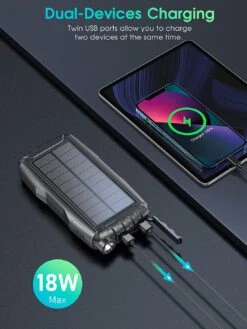 Power Bank Solaire Camping -Monde Electronique Batterie Externe Solaire Camping double charge