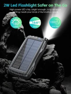 Power Bank Solaire Camping -Monde Electronique Batterie Externe Solaire Camping lampe torche