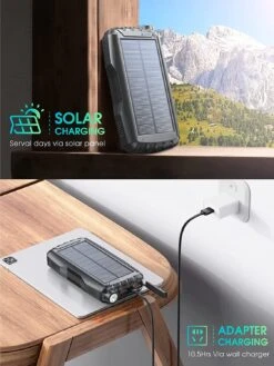 Batterie Portable Solaire Camping -Monde Electronique Batterie Externe Solaire Camping soleil chargeur 1