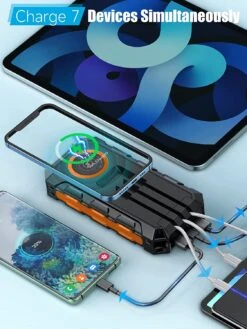 Power Bank Solaire Grande Capacité -Monde Electronique Batterie Externe Solaire Grosse Capacite ipad iphone