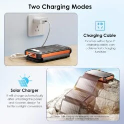 Batterie Externe Solaire Puissante -Monde Electronique Batterie Externe Solaire Puissante 2 methodes de charge