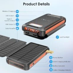 Batterie Externe Solaire Puissante -Monde Electronique Batterie Externe Solaire Puissante ports