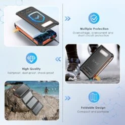 Batterie Externe Solaire Puissante -Monde Electronique Batterie Externe Solaire Puissante sans fil