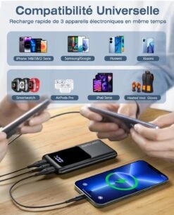 Power Bank USB-C Avec écran -Monde Electronique Batterie Externe USB C ecran large compatibilite
