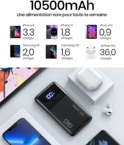 Batterie Externe USB Type-C -Monde Electronique Batterie Externe USB Type C 10500Mah