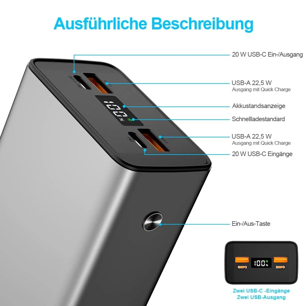 Batterie Externe En Alliage D’Aluminium 6 Batterie Externe En Alliage D’Aluminium – Image 4