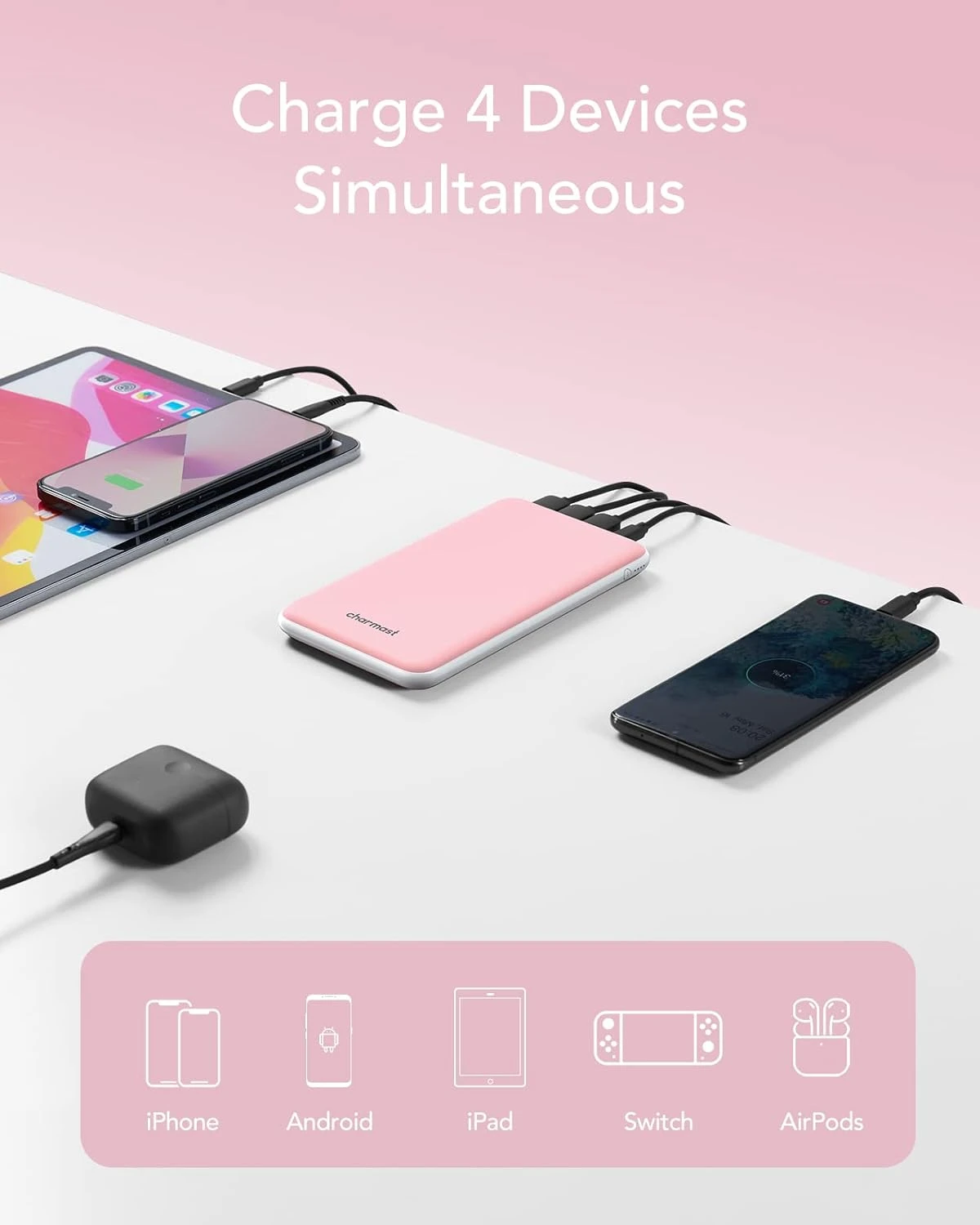 Batterie Externe Rose Li-Polymère 7 Batterie Externe Rose Li-Polymère – Image 5