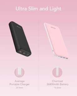 Batterie Externe Rose Li-Polymère 11 Batterie Externe Rose Li-Polymère -Monde Electronique Batterie Externe pour Fille taille