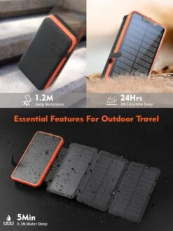Batterie Portable Solaire 4 Panneaux Multifonction -Monde Electronique Batterie Portable Solaire 26800mAh 4 Panneaux dustproof