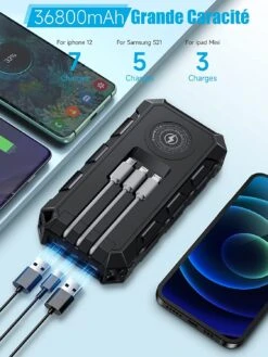 Batterie Portable Solaire 36800 MAh 12 Batterie Portable Solaire 36800 MAh -Monde Electronique Batterie Portable Solaire 36800mAh grande capacite