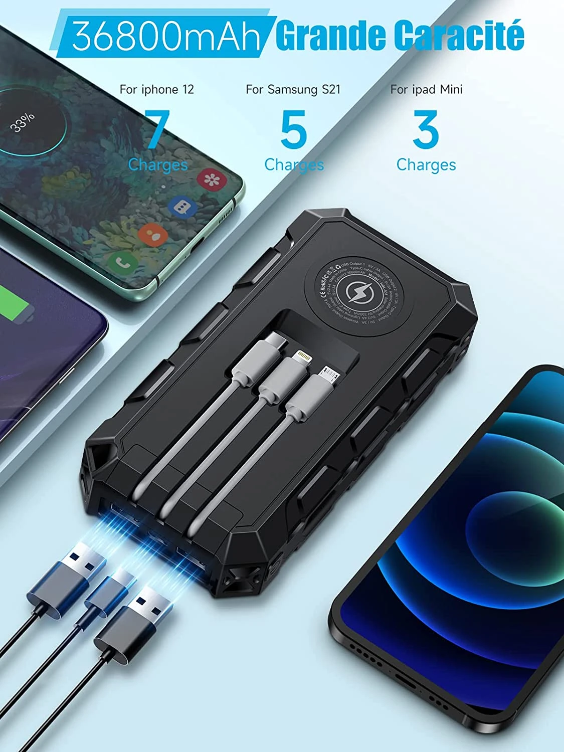 Batterie Portable Solaire 36800 MAh 6 Batterie Portable Solaire 36800 MAh – Image 4