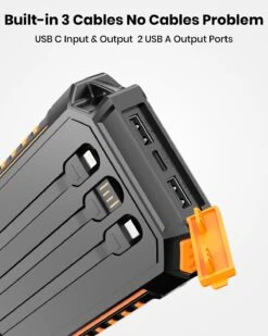 Batterie Portable Solaire Performante 12 Batterie Portable Solaire Performante -Monde Electronique Batterie Portable Solaire Performante cables integres