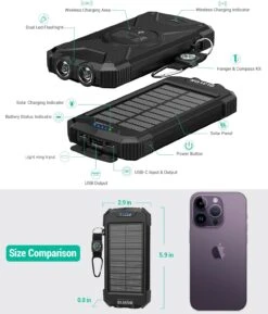 Batterie Portable Solaire Randonnée -Monde Electronique Batterie Portable Solaire Randonnee caracteristiques