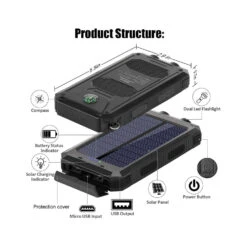 Batterie Portable Avec Panneau Soleil -Monde Electronique Batterie Portable TSSIBE Soleil structure
