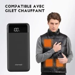 Batterie Portable USB-C Téléphone -Monde Electronique Batterie Portable USB C Telephone gilet chauffant