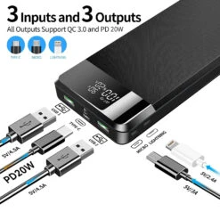 Batterie De Secours Téléphone 30000mah -Monde Electronique Batterie de secours Telephone 30000mah 3 entrees et 3 sorties 1