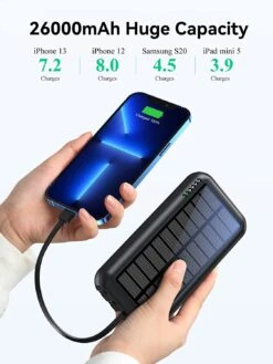 Batterie De Secours Solaire 26800 MAh -Monde Electronique Batterie de secours solaire 26800 mAh grande capacite