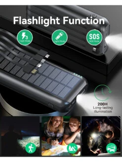 Batterie De Secours Solaire 26800 MAh -Monde Electronique Batterie de secours solaire option lampe de poche